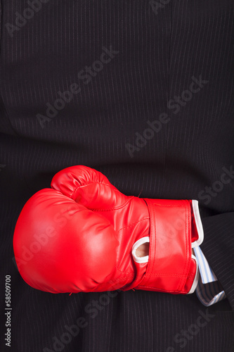Businessman boxing