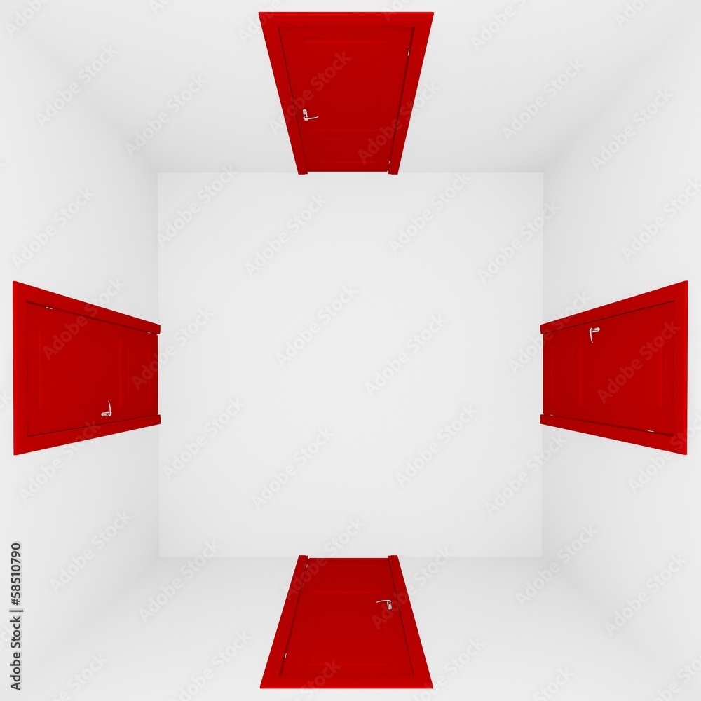 Obraz premium white wall empty room on top view,3d interior