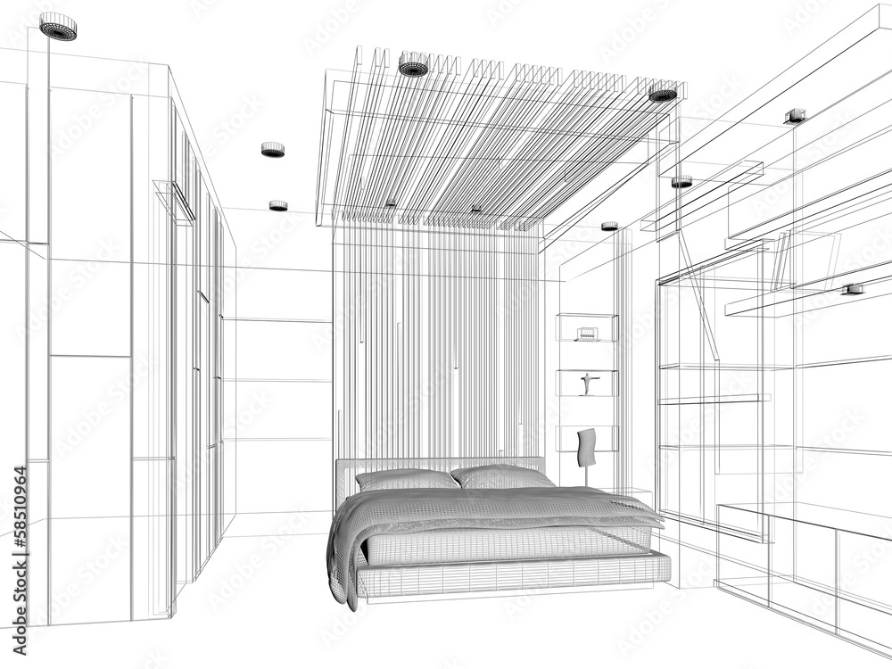 abstract sketch design of interior kitchen