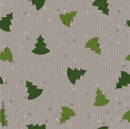 seamless pattern of kraft paper with Christmas trees vector