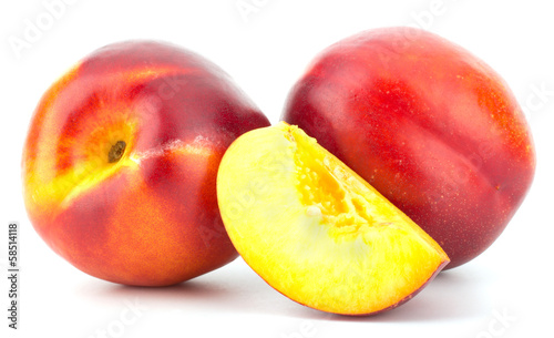 Schilderij op canvas Nectarine fruit isolated on white background