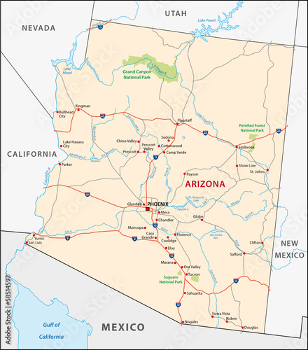 Obraz na płótnie Arizona map w salonie