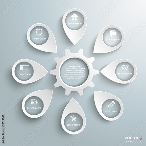 8 Location Markers Gear Wheel