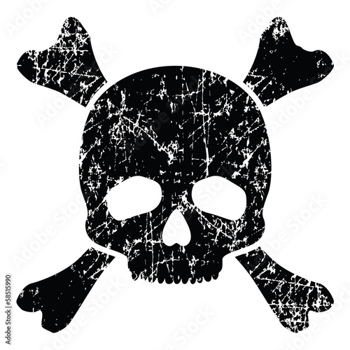 Grunge skull isolated on white