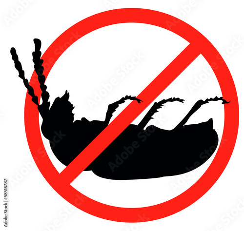 Dead bug vector silhouette isolated. Insect repellent emblem