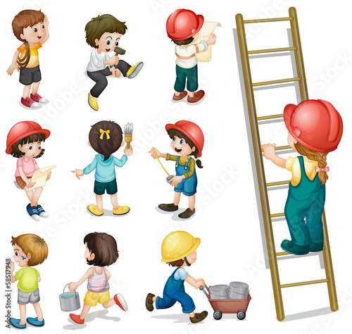 Kids working