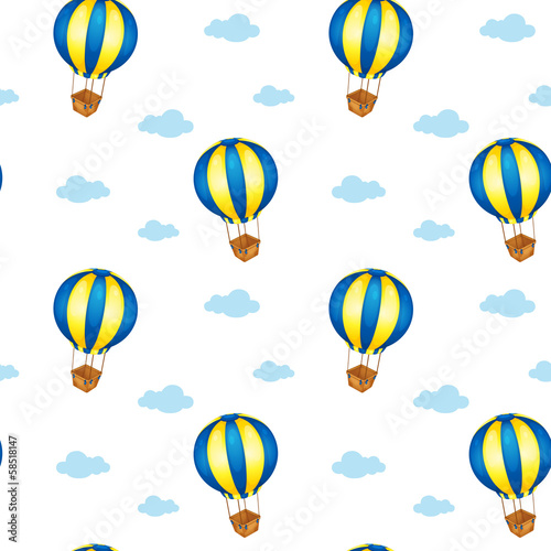 A seamless design with big floating balloons