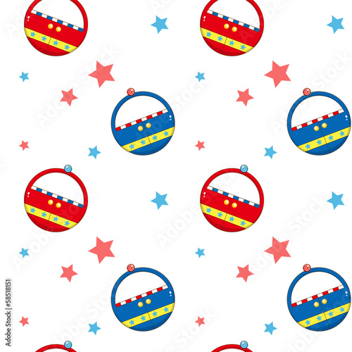 A seamless design with ferris wheel cars and stars