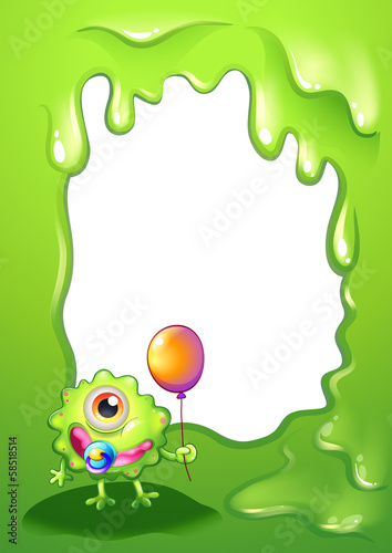 A baby monster with a balloon in front of the empty template