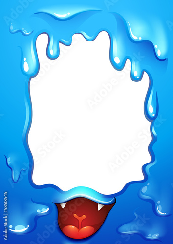 A blue border design with a tongue of a monster
