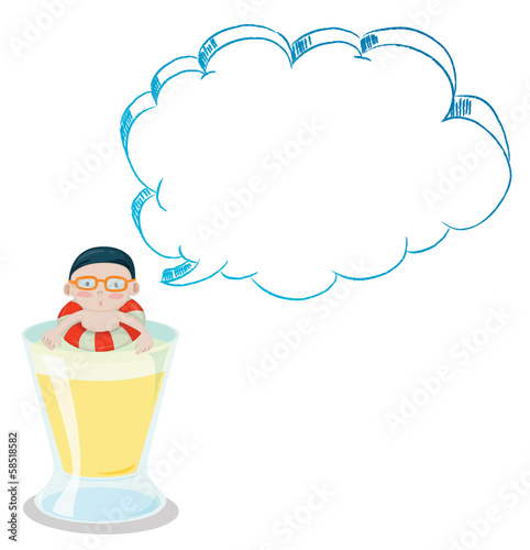 A big cup with a young boy having an empty callout
