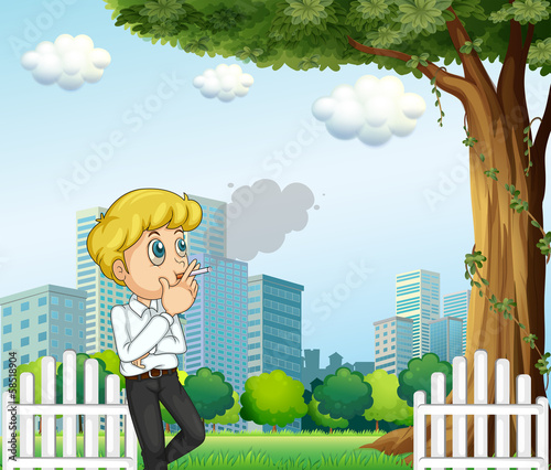 A man smoking during his breaktime