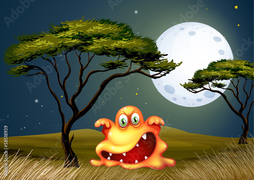 A monster near the tree scaring in the middle of the night