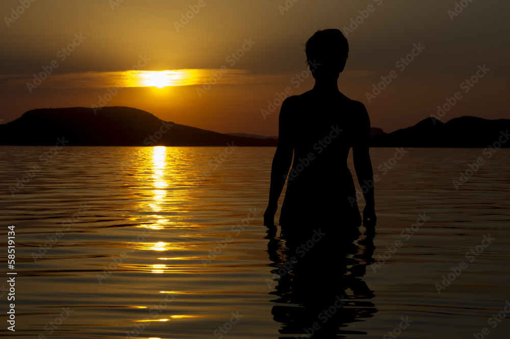 Young Girl At Sunset.