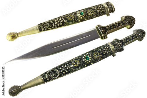 Canvastavla decorative dagger in a sheath