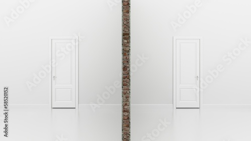 Canvas Print section of twin white  room  ,3d