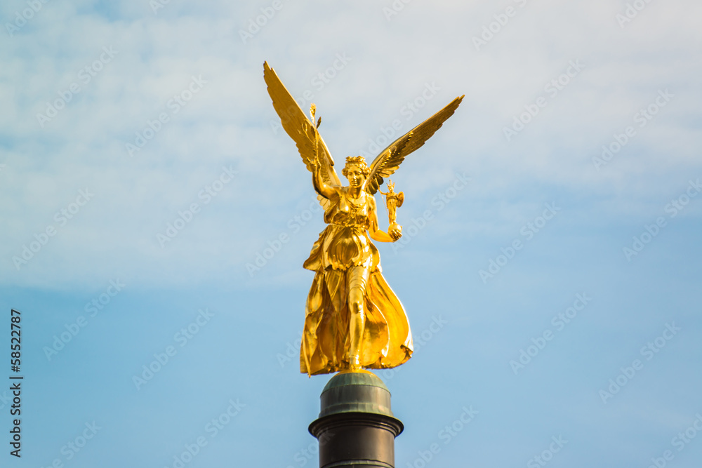 the golden angel of peace  Friedensengel   in Munich