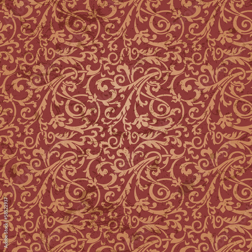 Grunge retro wallpaper, vector seamless pattern