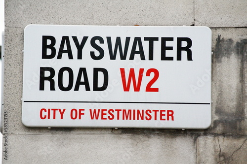 Bayswater Road street sign a famous London Address