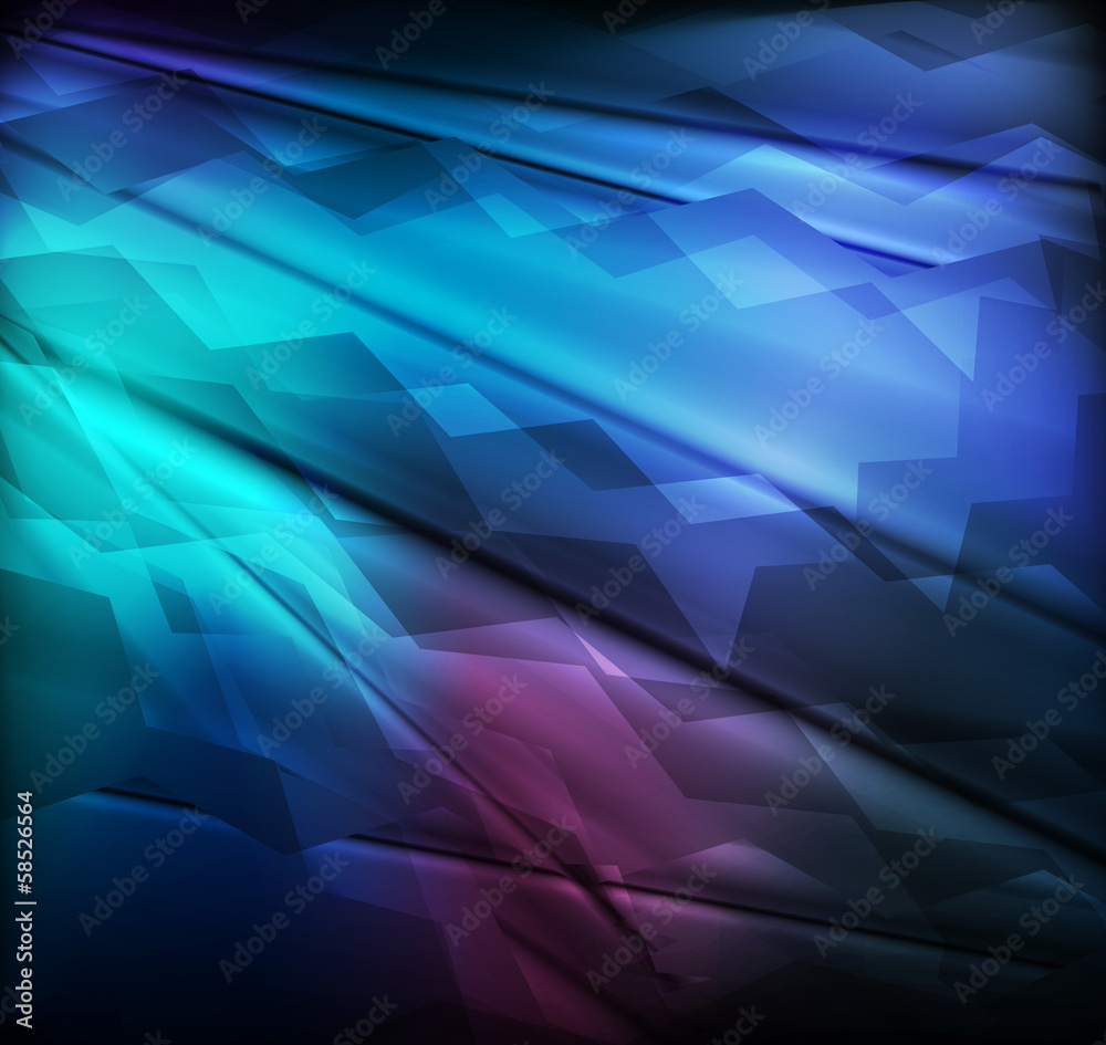 Neon abstract blue lines design on dark background vector
