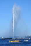 The water jet of lake Leman at Geneva on Switzerland