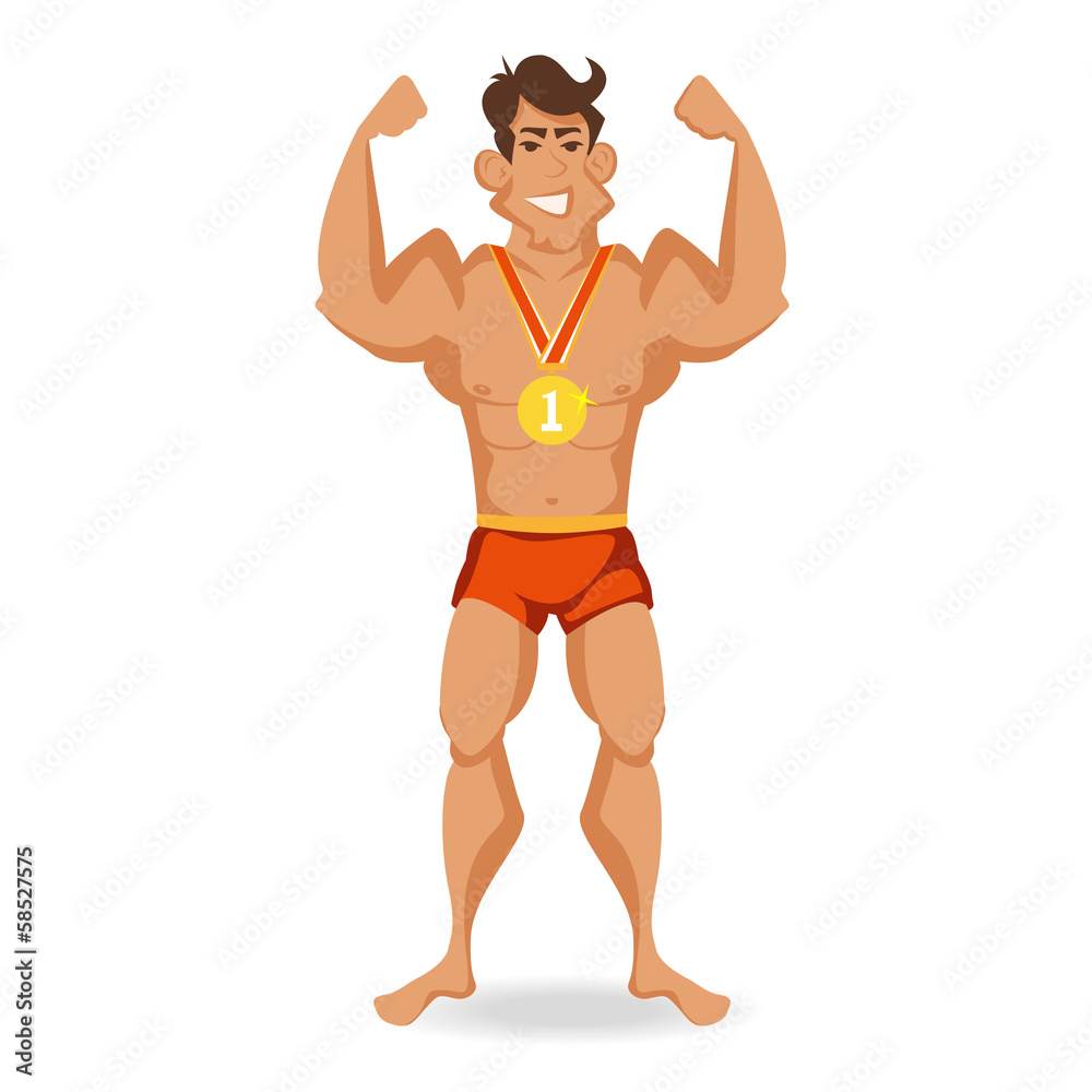 athlete with the cup in his hand and a medal around his neck athlete with the cup in his hand and a medal around his neck