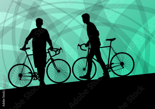Active cyclist bicycle rider active sport silhouette vector back