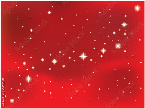 Shining star on a red vector background.