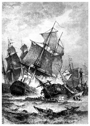 Naval Battle : Trafalgar - begining 19th century photo