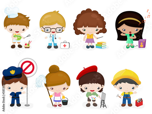 Wallpaper Mural Children profession character Torontodigital.ca