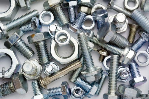 bolts, screws, different type of metal