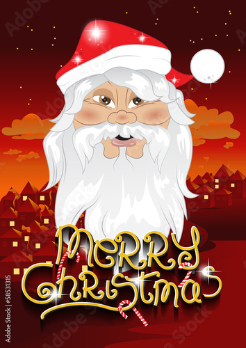 Santa Clause And Merry Christmas Lettering