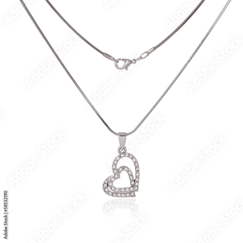 Wallpaper Mural Silver chain and pendant in the shape of heart Torontodigital.ca