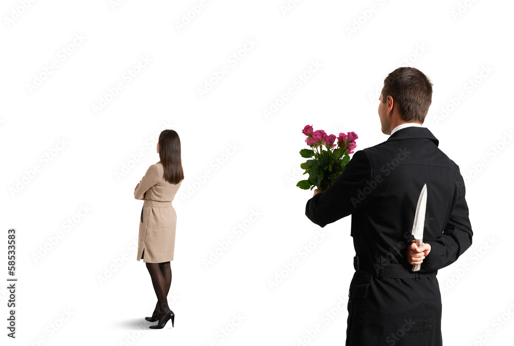 man going to metting and holding knife man going to metting and holding knife