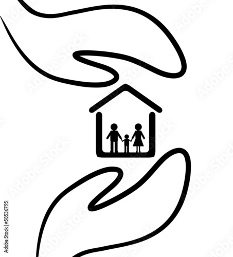 house with his family inside in the hands