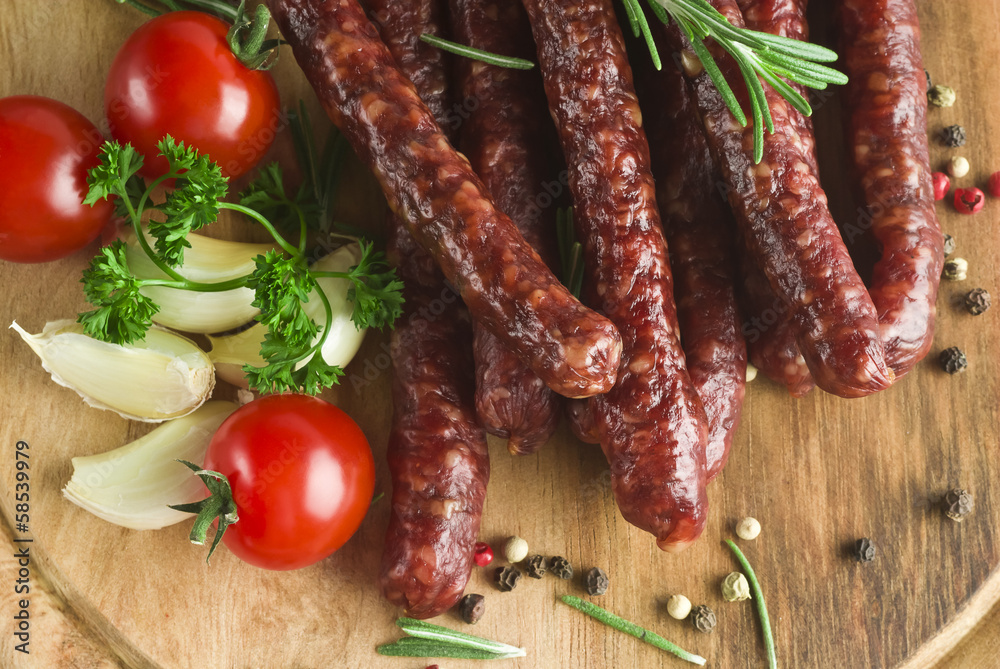 Smoked sausage with rosemary and peppercorns Smoked sausage with rosemary and peppercorns