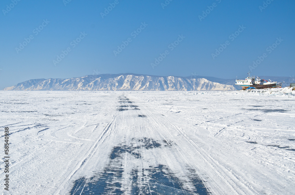 Frozen Baikal lake,Russia