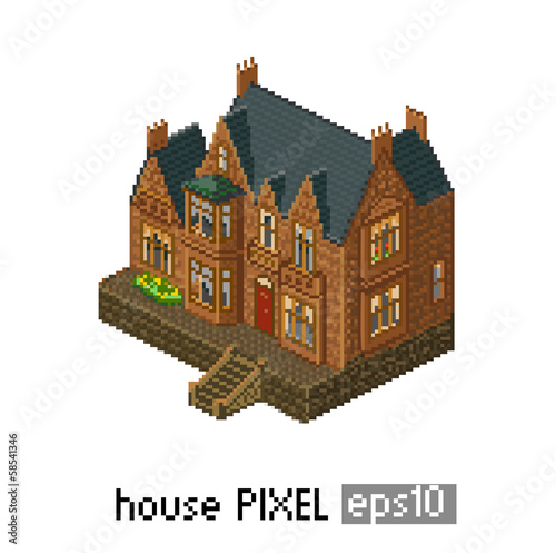Pixel art isometric building