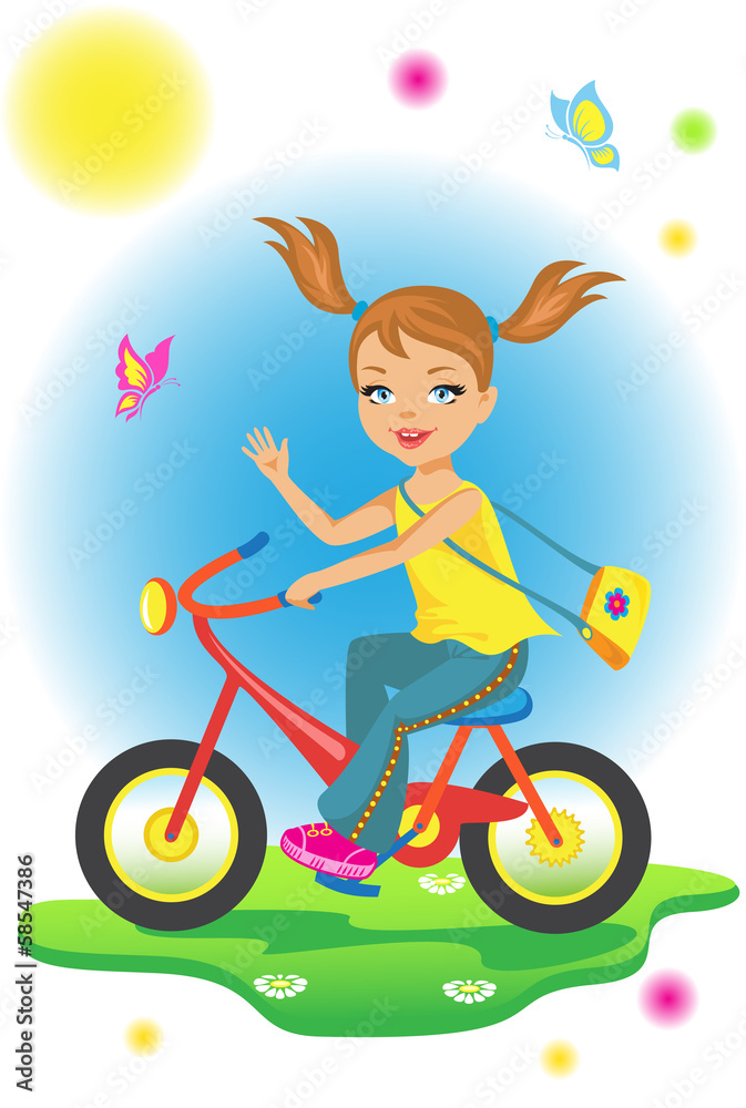 The beauty little girl riding a bicycle The beauty little girl riding a bicycle