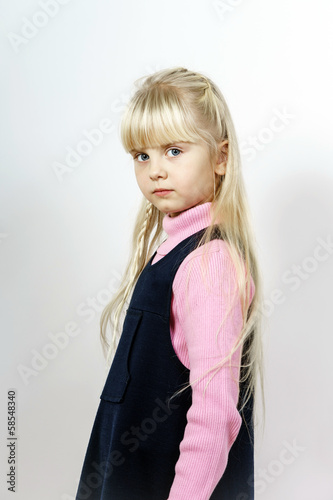 Cute little towhead girl photo