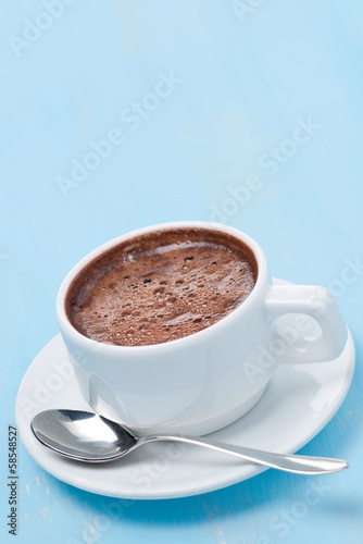 cup of hot chocolate and space for text, vertical