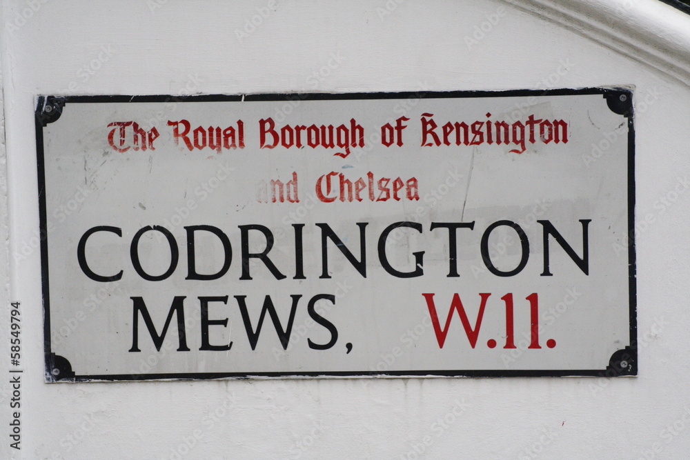 codrington Mews street sign w11 a famous london address