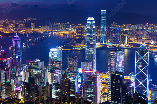 Urban Cityscape in Hong Kong at night