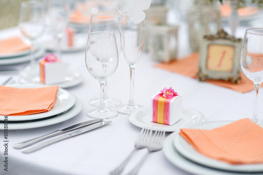 Fototapeta premium Table set for an event party or wedding reception