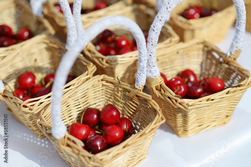 A few cherry baskets on an event party