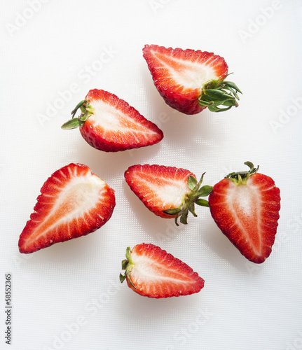 strawberry cut on white background