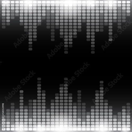 Grayscale digital equalizer background with flares