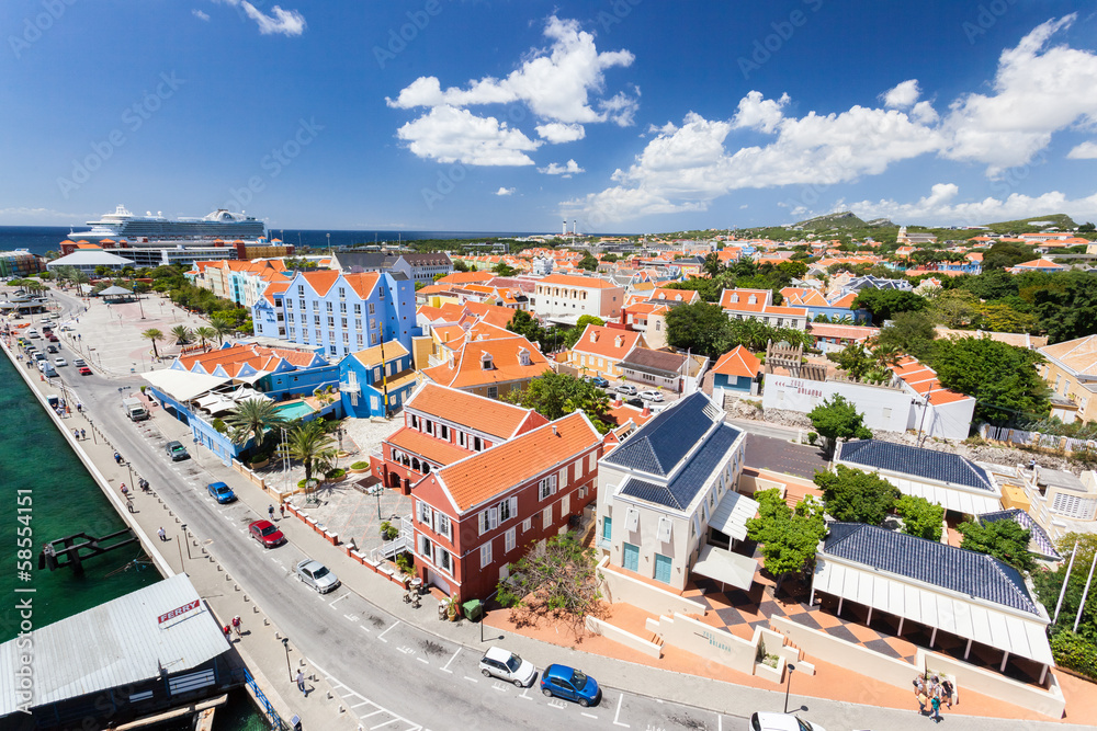 Panoramic view of Willemstad, Curacao.
