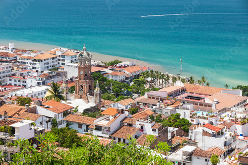 Obraz na płótnie Panoramic view of downtown Puerto Vallarta w salonie