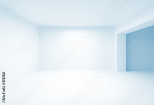 Abstract light blue architecture background. Empty 3d interior